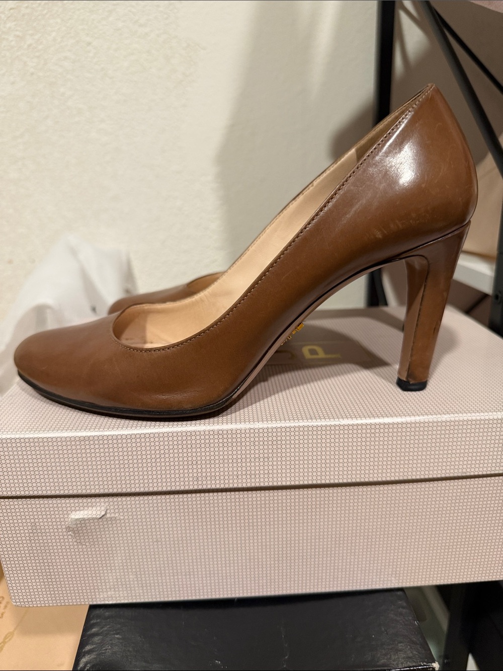 Prada Brown Leather Pointed-Toe Pumps - Picture 3 of 10